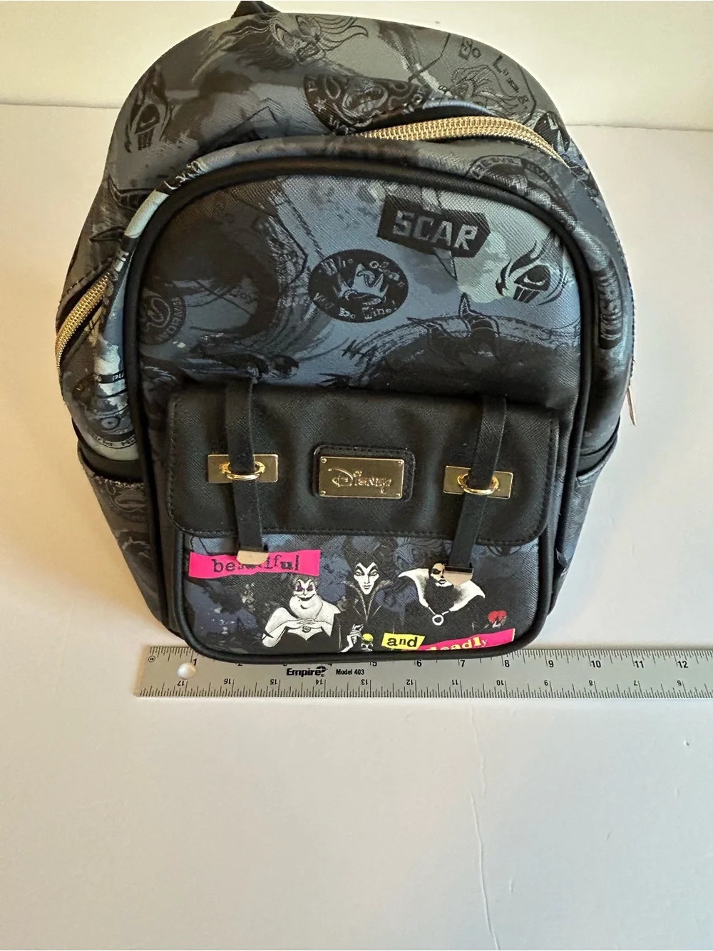 NWT Disney Villains Gray and Black Mini Backpack